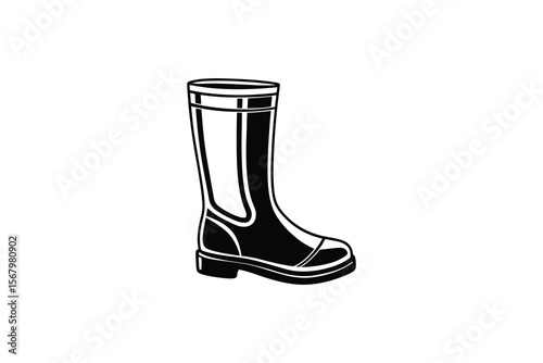 Simple Vector Illustration of a Rubber Boot in Silhouette Style silhouette