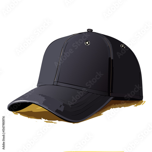 Black Baseball Cap Illustration - Stylish Headwear for Sun Protection and Fashion