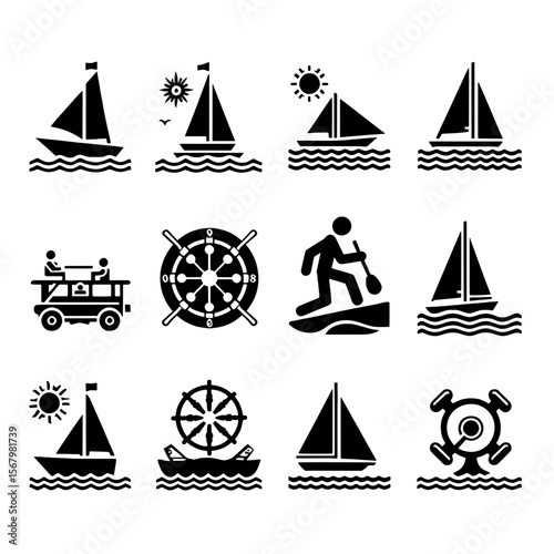 seamless pattern with sailing ships and boats