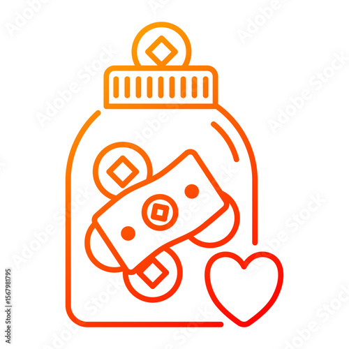 Tip jar icon. jar, money, cash, donation, gratitude, coins, cafe, thankyou. Vector Icon Illustration