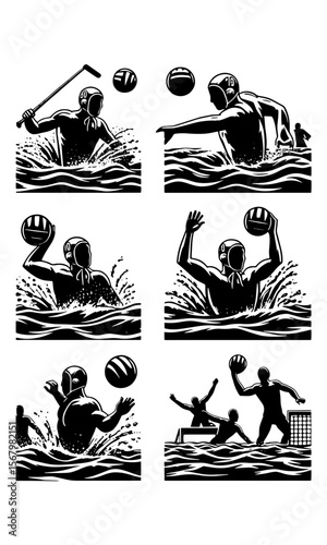 Handball in sae icon set vectors