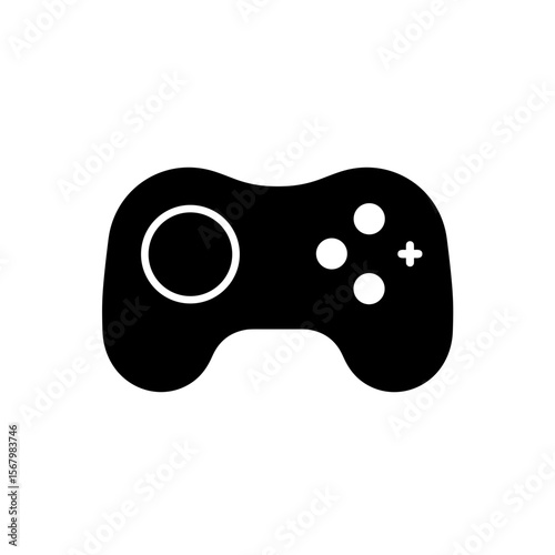 A black and white illustration of a video game controller on a white background, perfect for gaming or technology-related themes.