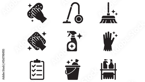 Cleaning Service Icons Vector Set for Websites and Apps