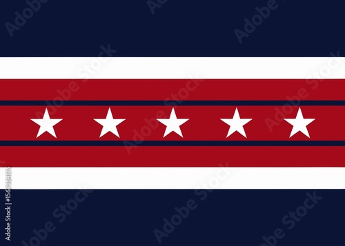 Abstract geometric pattern with horizontal stripes and white stars on red background