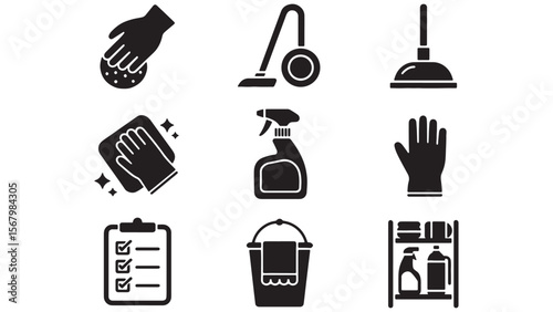 Cleaning Service Icons 9 Essential Housekeeping Vector Graphics