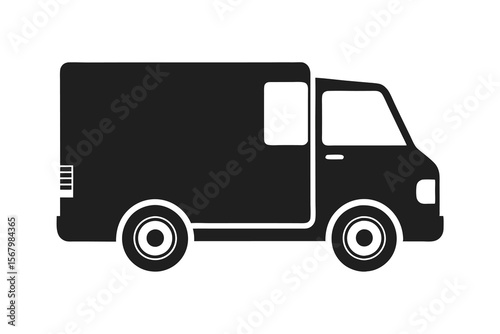 Delivery truck icon black silhouette line art vector illustration with a white background