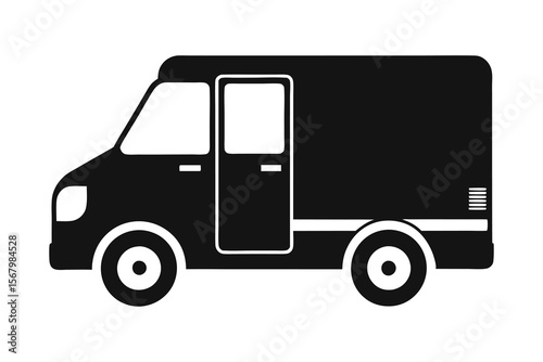 Delivery track silhouette on white background