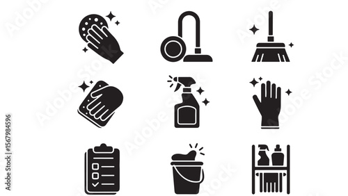 Cleaning Service Icons 9 Essential Housekeeping Vector Graphics