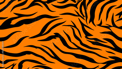モダンでスタイリッシュなタイガーストライプ柄虎柄
 – Modern Bold Tiger Stripe Pattern in Orange and Black