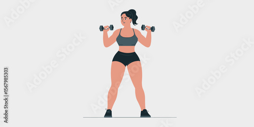 Strong woman lifting weights, workout, exercise, fitness, strength, dumbbell, active lifestyle