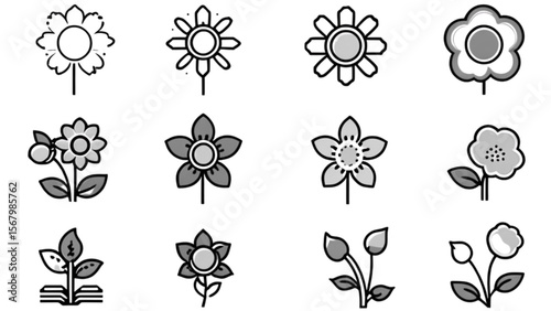 抽象花デザインセット｜Abstract Flower Design Set