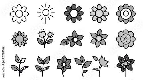 クラシック花イラストセット｜Classic Flower Illustration Set