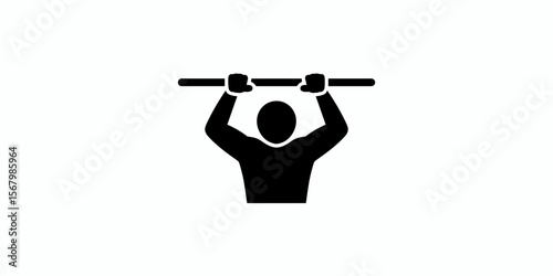 One person pull up exercise, silhouette, upper body strength workout, fitness