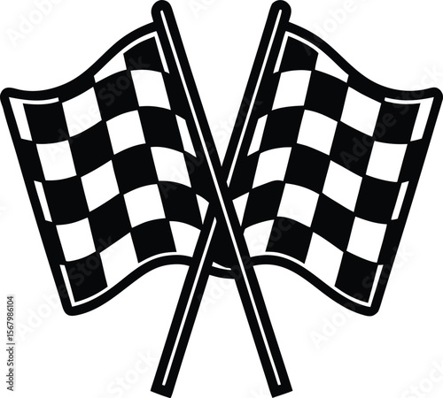 Black and white checkered flag vector illustration for race finish and competition success ,symbol, emblem, banner, classic, dynamic