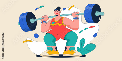 Weightlifting woman exercising with barbell in gym for fitness and healthy lifestyle