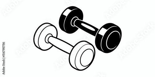 Two dumbbells, weightlifting workout fitness gym, exercise equipment, strength training