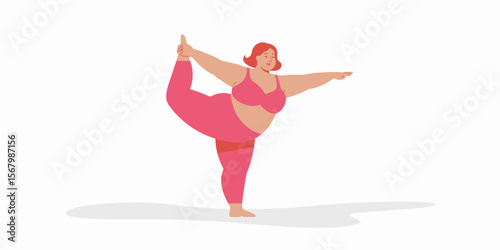Woman yoga pose, plus size fitness, exercise, workout, healthy lifestyle, one person, stretching