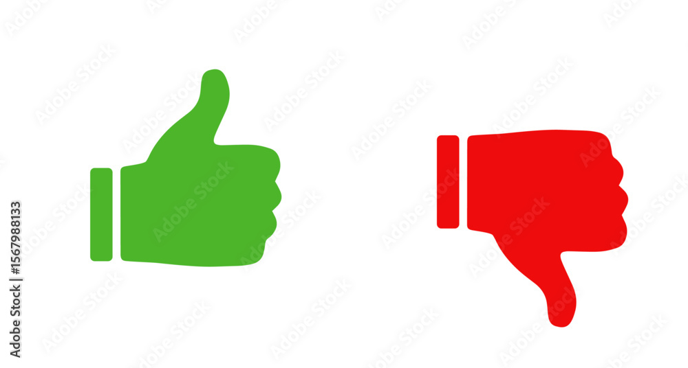 Fototapeta premium Thumbs Up and Down Icons – Representing Approval and Rejection.