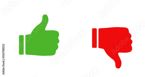 Thumbs Up and Down Icons – Representing Approval and Rejection.
