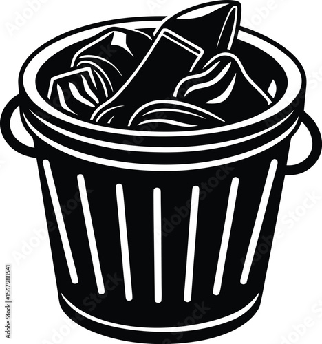 Vector trash can icon for waste, recycle, or delete functions, trash dump, trash heap, trash pile, recyclable, trash box