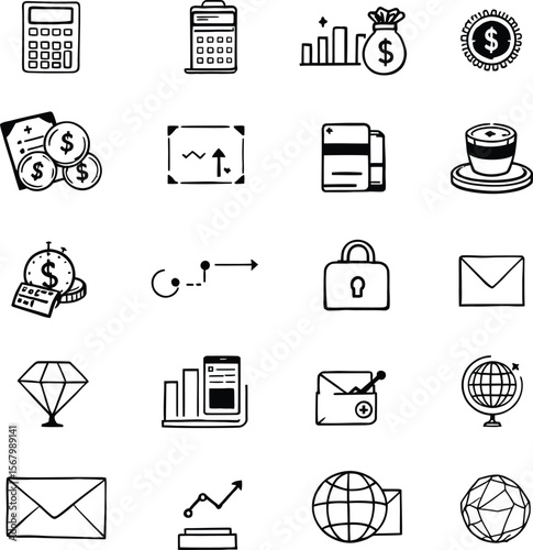 Finance and business icon set vector illustration for accounting investment and management design 100