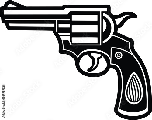 Isolated handgun with ammunition, hand gun weapon, isolated gun, weaponry, closeup
