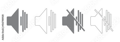 Mute sound icon vector set. No allowed Sound Sign Animation. Flat style speaker, sound, volume icon set vector symbol. eps 10