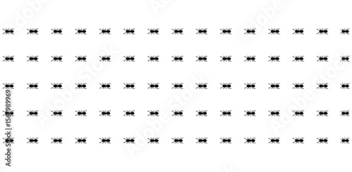 Silhouettes of ants marching in neat lines, showcasing teamwork and organization, Ant Trail Illustration - Black Line Ants Design