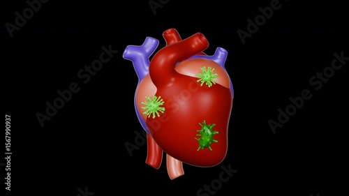 3D Cute Stylized Heart Disease Animation | 4K | Transparent Background | Alpha | 6s