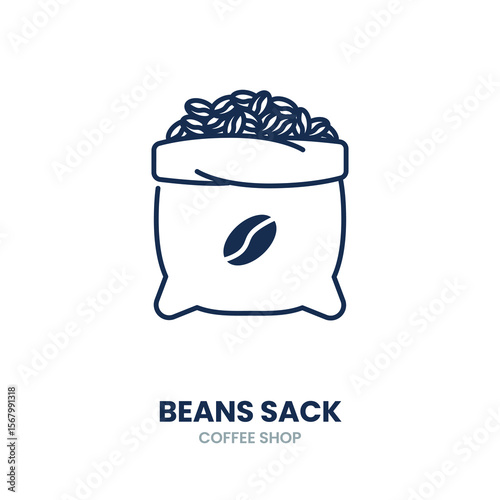 Beans sack icon. coffee, bag, storage, burlap, harvest, organic, container. Vector Icon Illustration