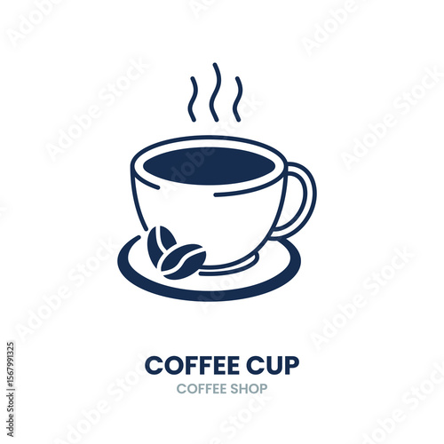 Coffee cup. cup, mug, beverage, drink, hot, espresso, caffeine. Vector Icon Illustration