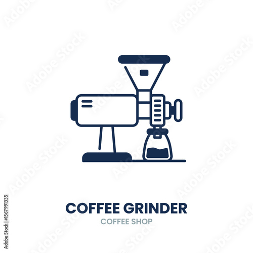 Coffee grinder icon. coffee, grinder, beans, mill, brew, manual, electric, ground. Vector Icon Illustration