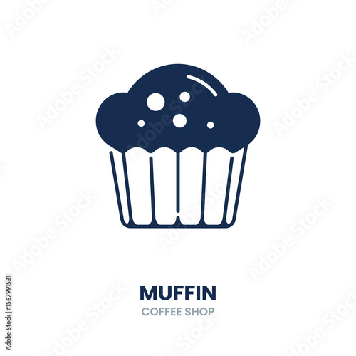 Muffin icon. bakery, cupcake, dessert, snack, sweet, pastry, breakfast, treat. Vector Icon Illustration