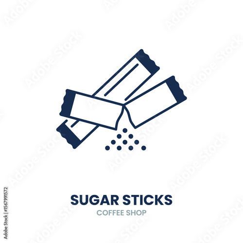 Sugar sticks icon. sugar packet, sugar, sweetener, sachet, condiment, cafe, single-use, stir, beverage. Vector Icon Illustration