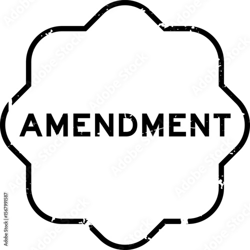Grunge black amendment word square rubber seal stamp on white background