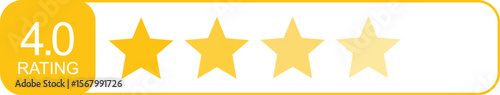 Visual 4.0 Rating Vector Graphic Displaying Customer Feedback with Four Gradient Stars on Transparent Backdrop for Website and Application Integration