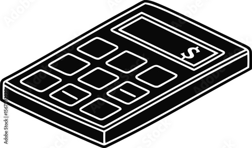 Black and white isometric calculator illustration suitable for various applications vector illustration
