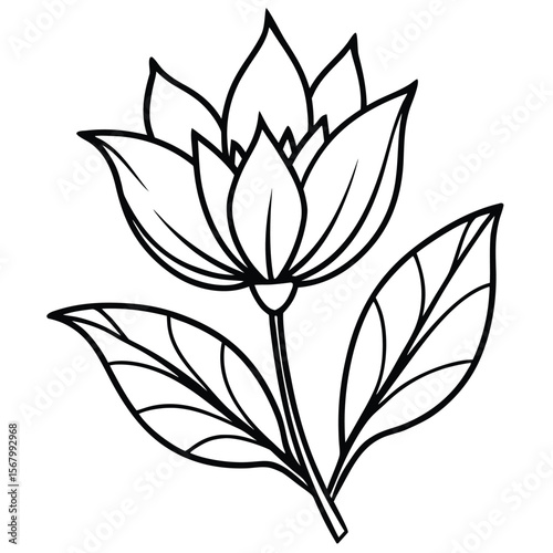 Stylized Flower With Leaves bloom petals