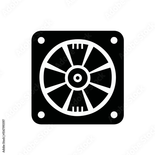 Vector Icon CPU Central Processing Unit Cooler . Computer cooling concept and protection against high temperatures
