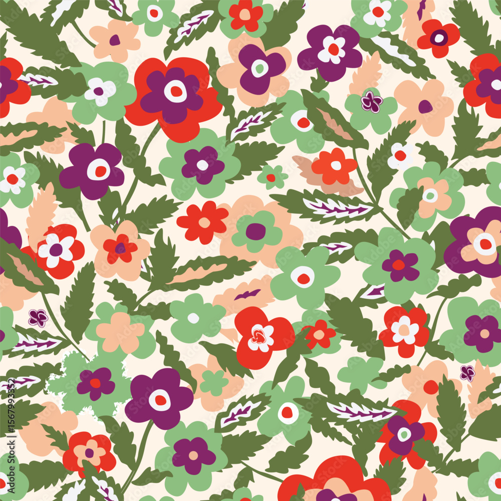 Floral seamless pattern. Flower background. Flourish ornamental summer wallpaper with flowers.