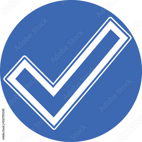 Blue circle with white check mark vector