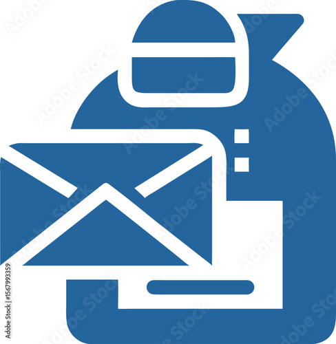Blue postal worker holding envelope and package vector