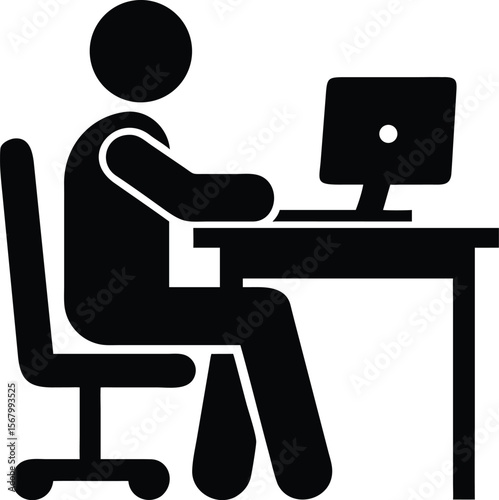 Person sitting at desk using computer chair