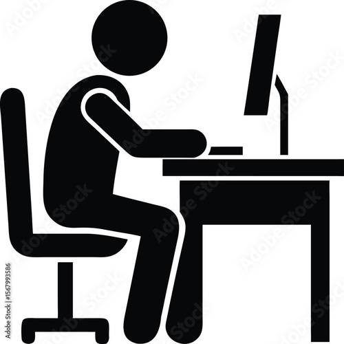 Person working at a desk with a computer chair