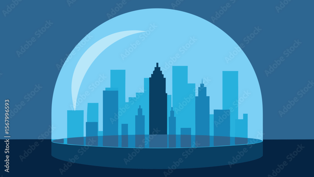 Fototapeta premium Futuristic City Built Inside a Massive Transparent Protective Biodome