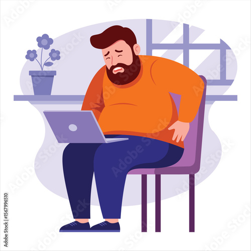 Illustration of a Man with Back Pain