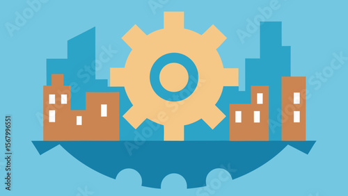 Industrial City Built on a Series of Massive Spinning Gears and Cogs