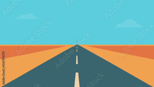 Clean Modern Vector of a Single Road Stretching Towards the Horizon