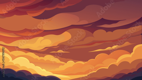 Dramatic Sunset Sky Filled with Unique Mammatus Clouds and Golden Light