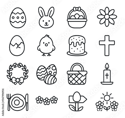 Easter celebration collection, holiday icon set. springtime and festive symbols bundle